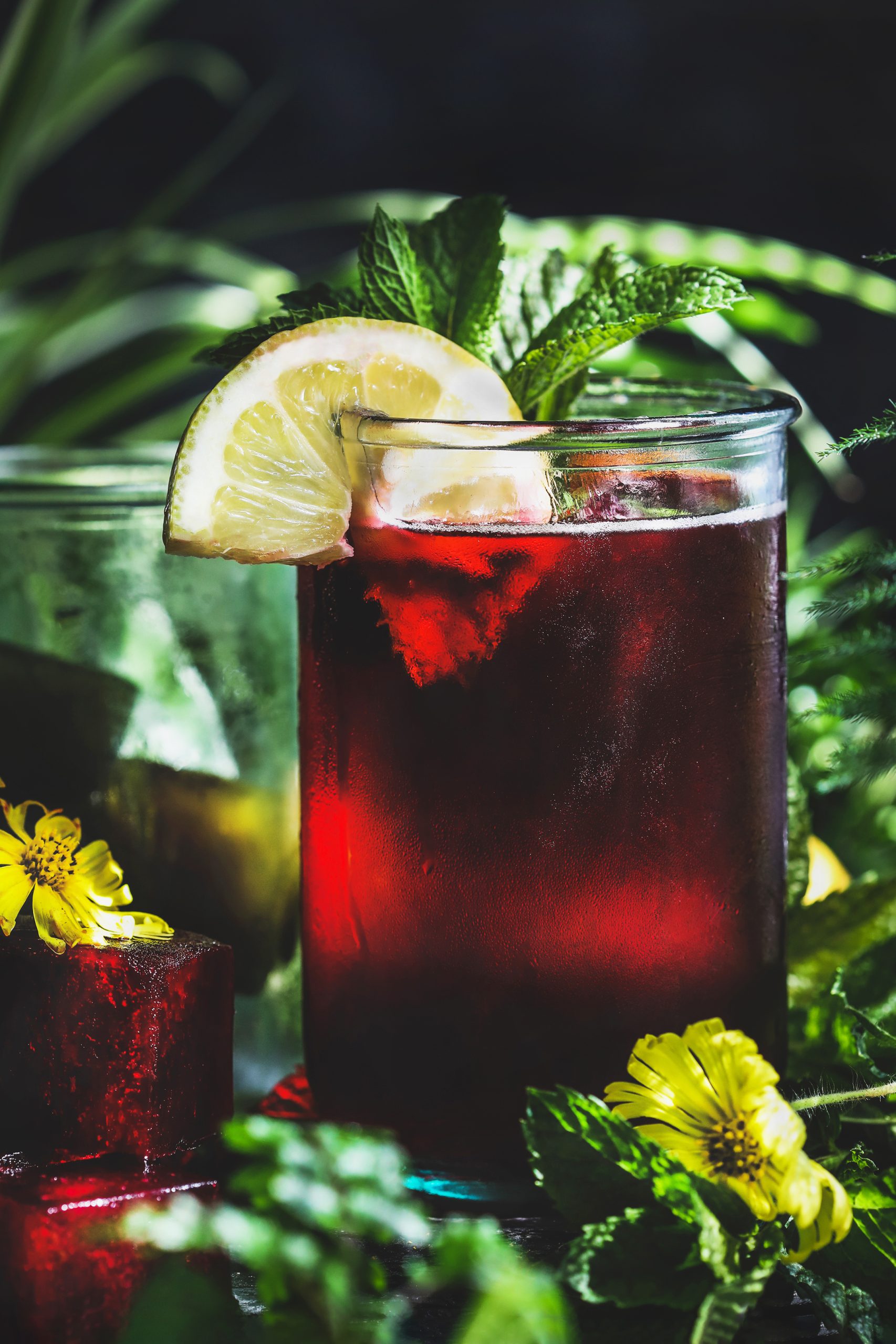 A cold glass of hydrating herbal tea