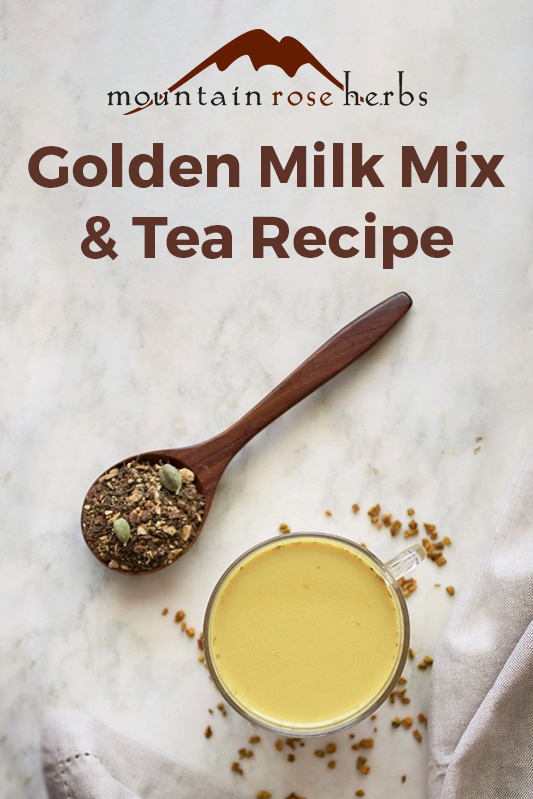Golden Milk Powder Blend Pinterest pin from Mountain Rose Herbs