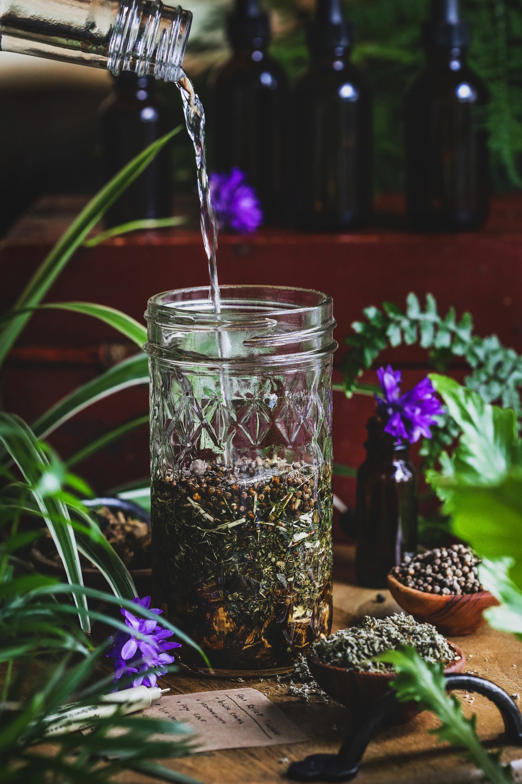 A tincture being prepared