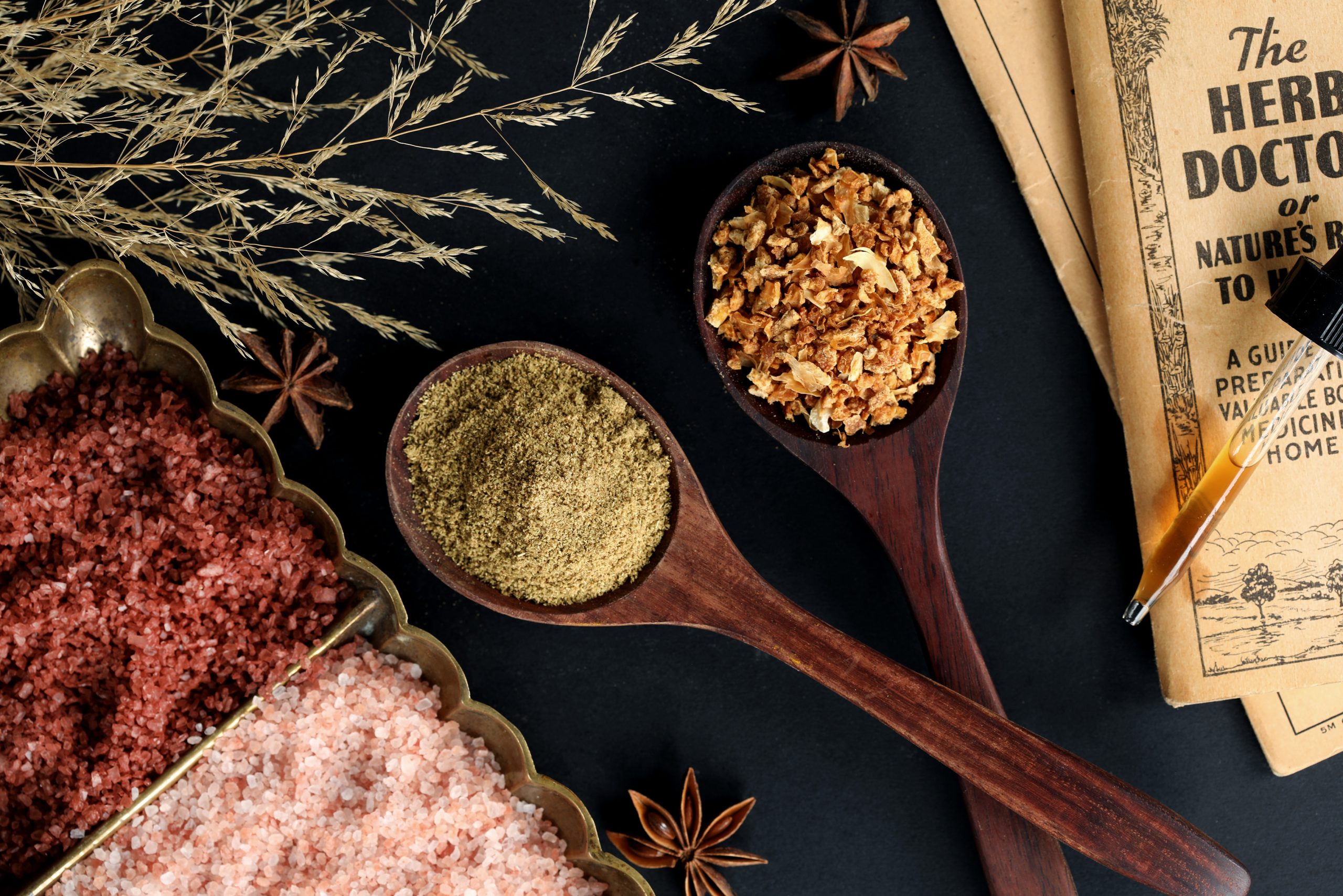 Common natural herbs for digestion and mild laxative effects include dried orange peel, star anise, and salts. Natural herbal remedies for laxative effects.