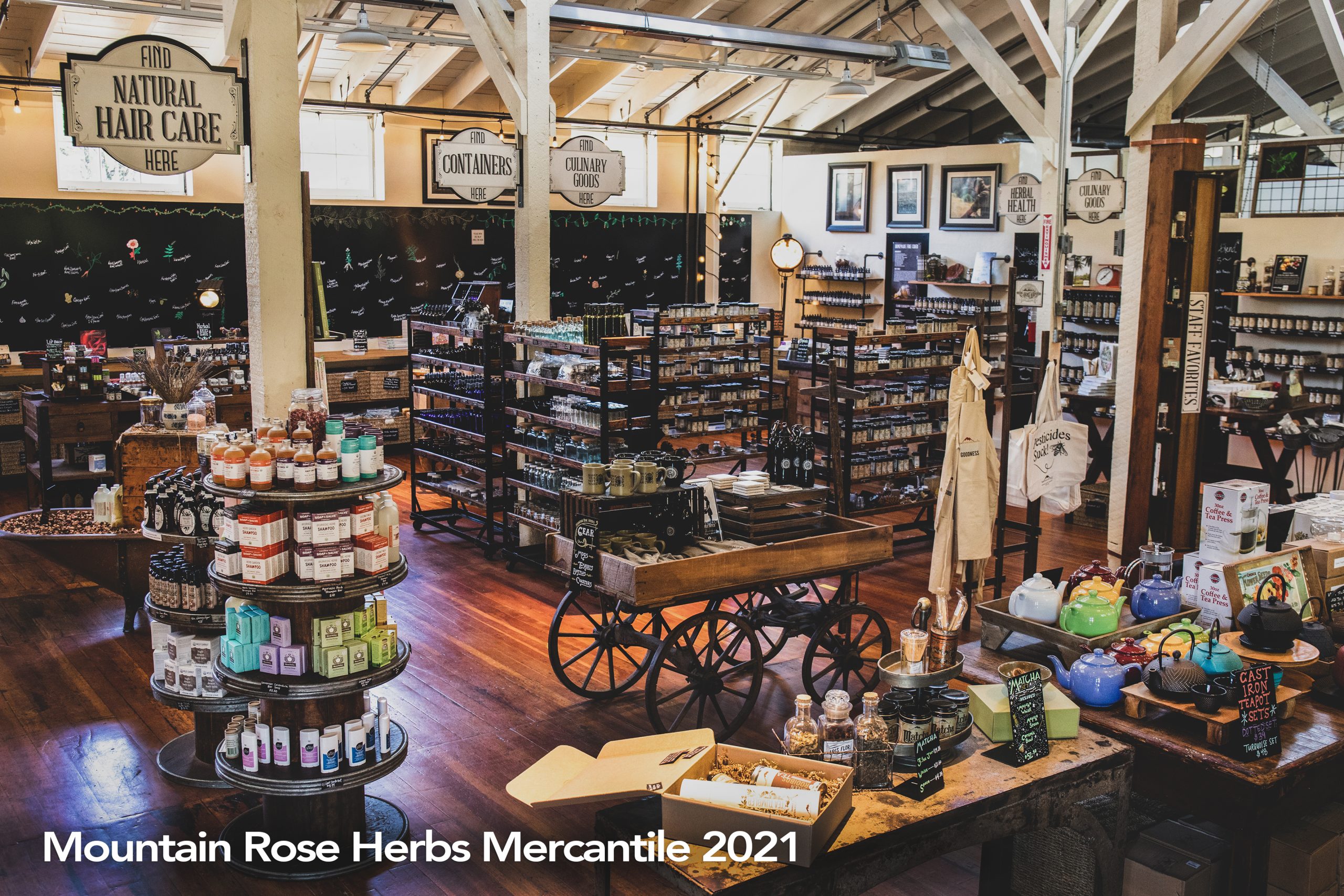 Beautiful retail store with antiques and natural products.