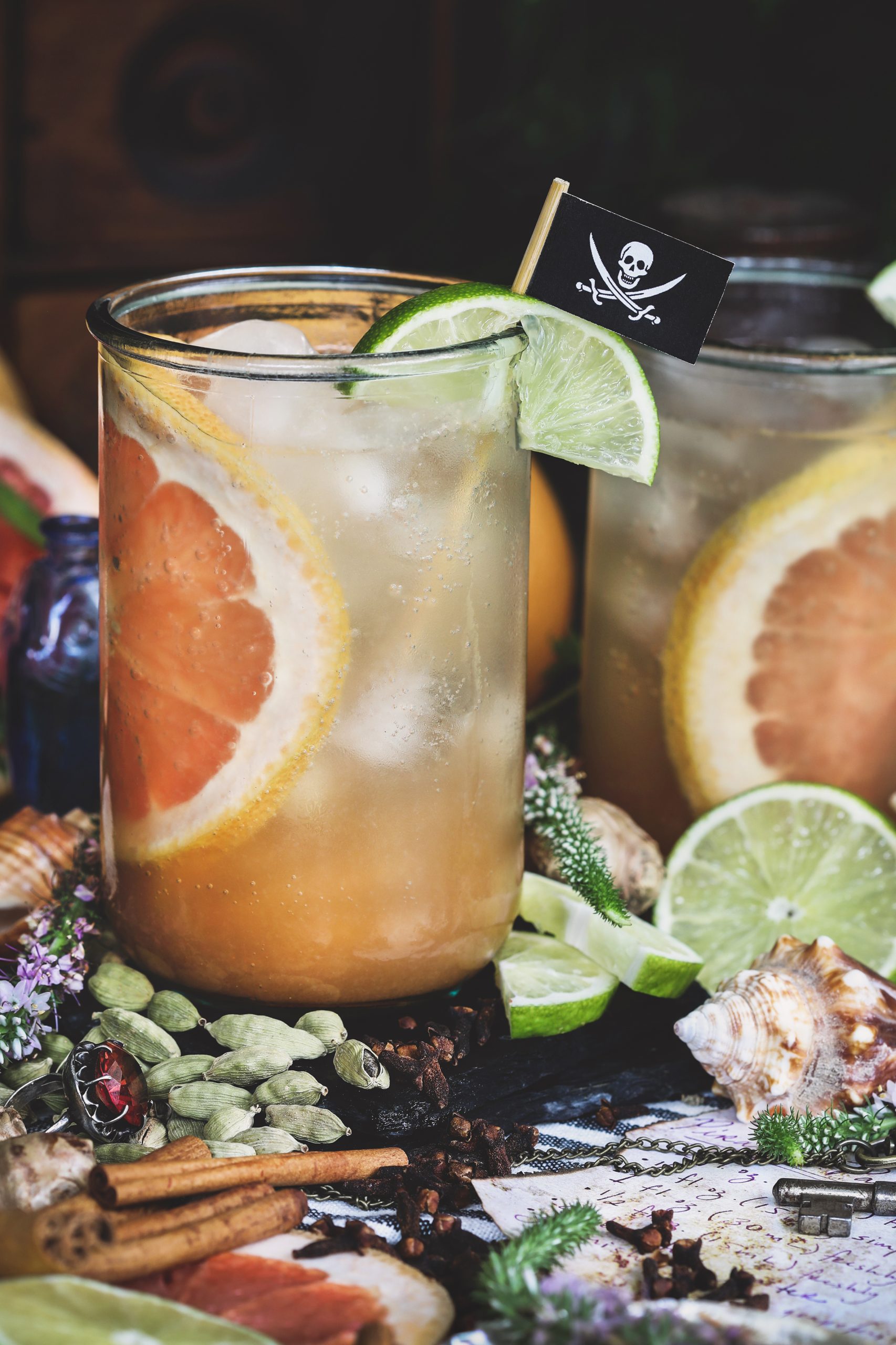A delicious rum paloma is ready to be sipped