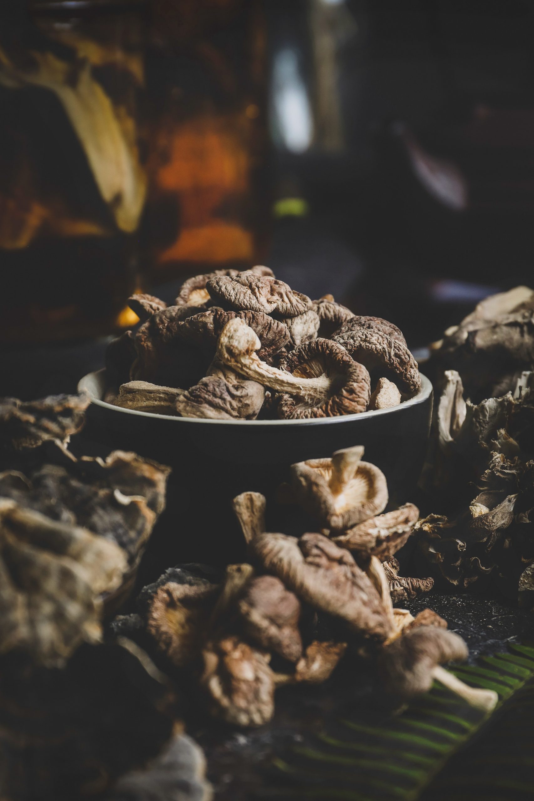 Shiitake mushrooms in a bowl