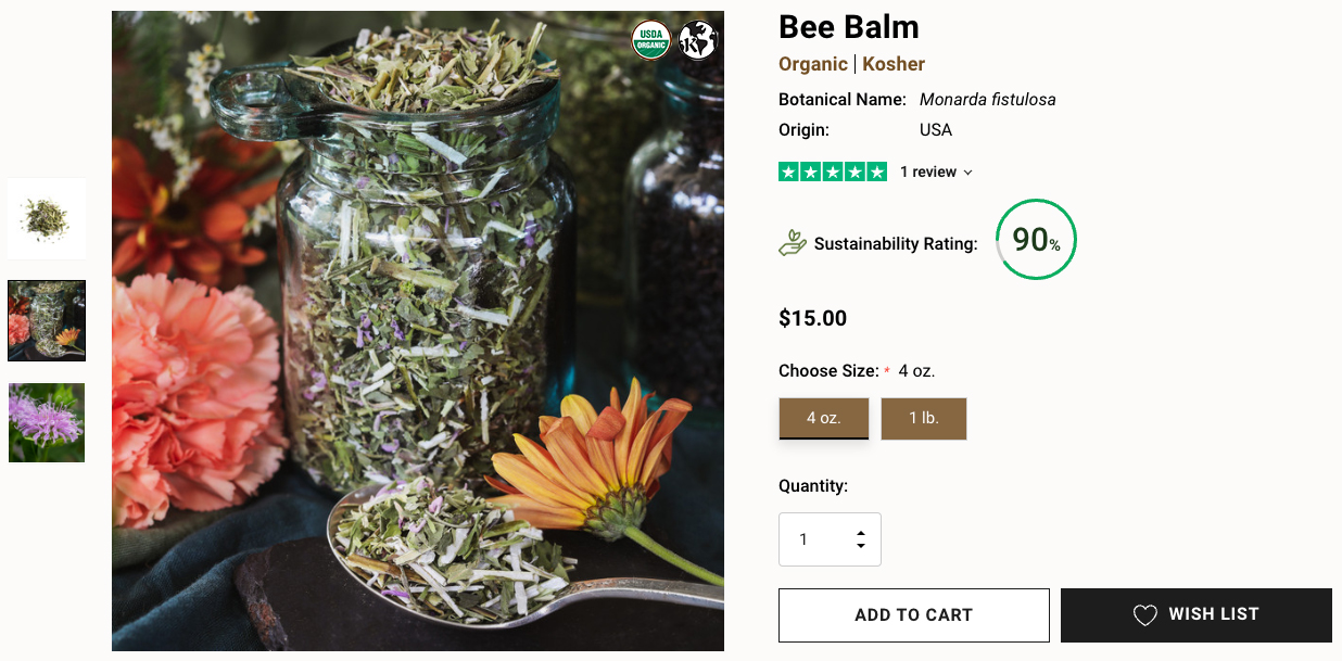 Sustainability Rating Screenshot