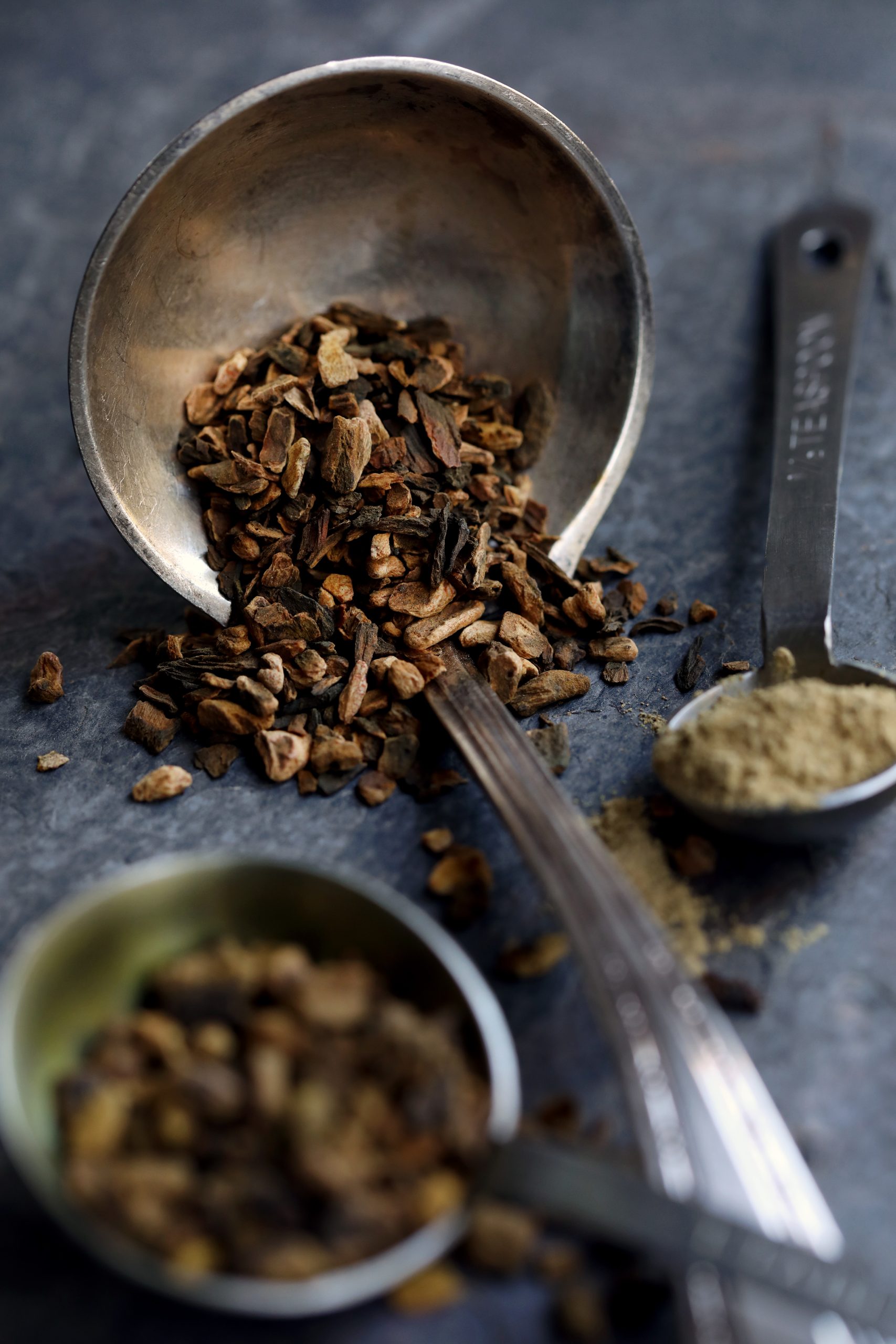 Cascara sagrada bark, yellow dock root, and triphala powder are all natural herbs with mild laxative functions.