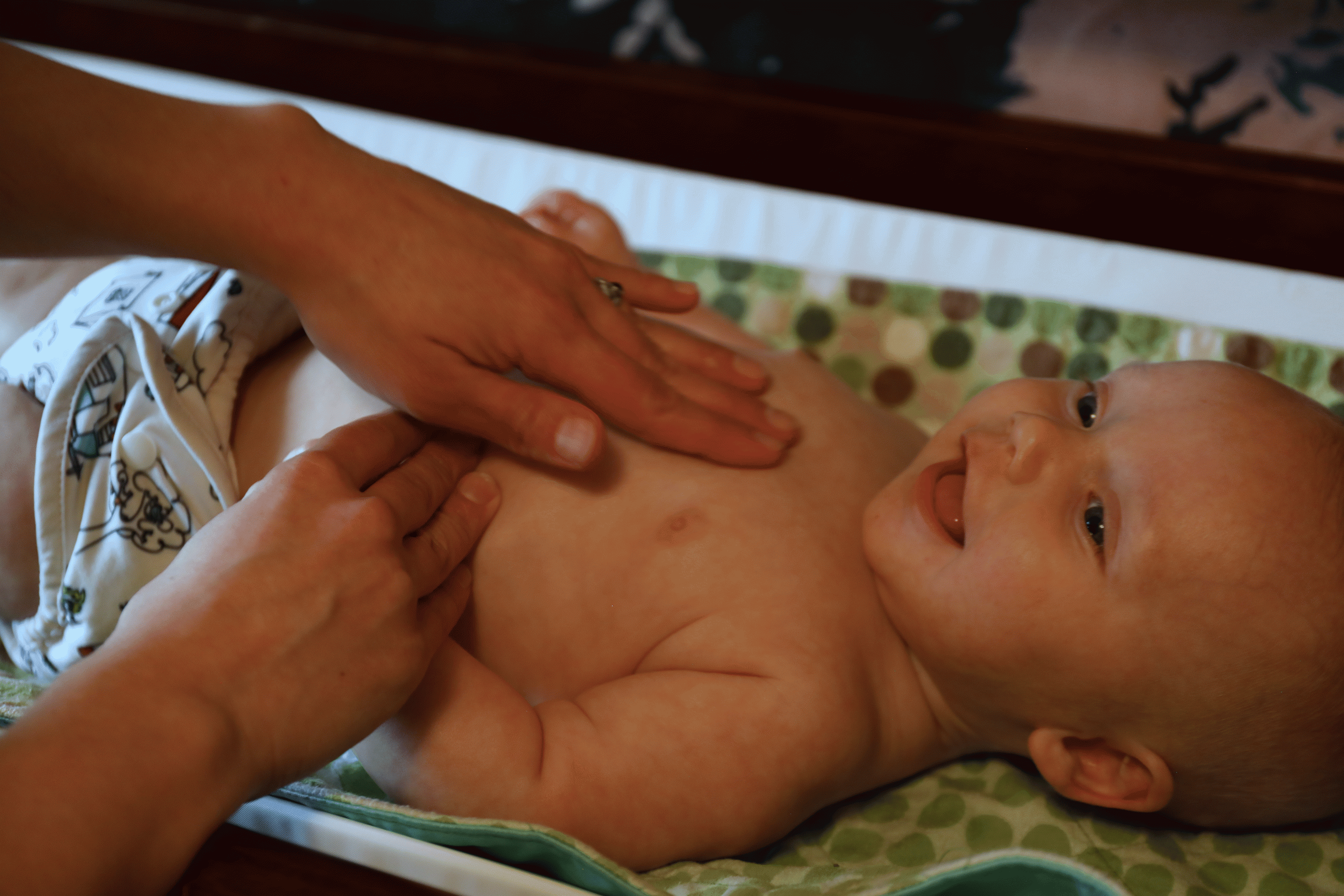 Baby enjoying herbal chest rub.