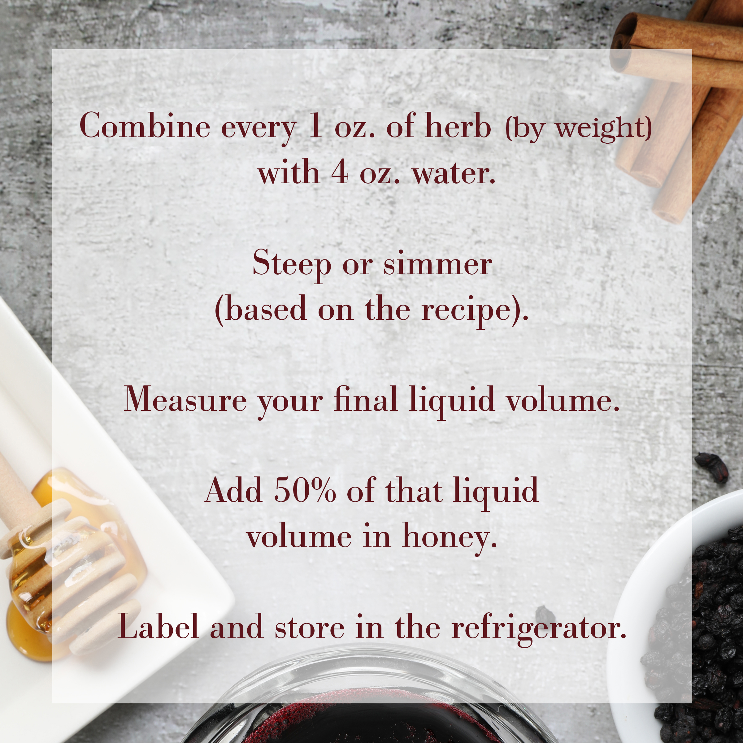 Basic herbal syrup ratio and recipe from Dr. Tieraona Low Dog