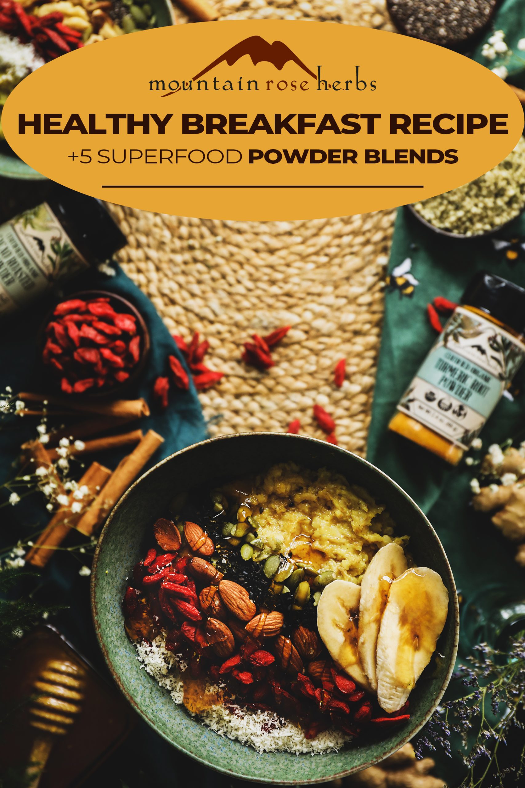 Healthy Breakfast Recipes Pinterest pin for Mountain Rose Herbs.
