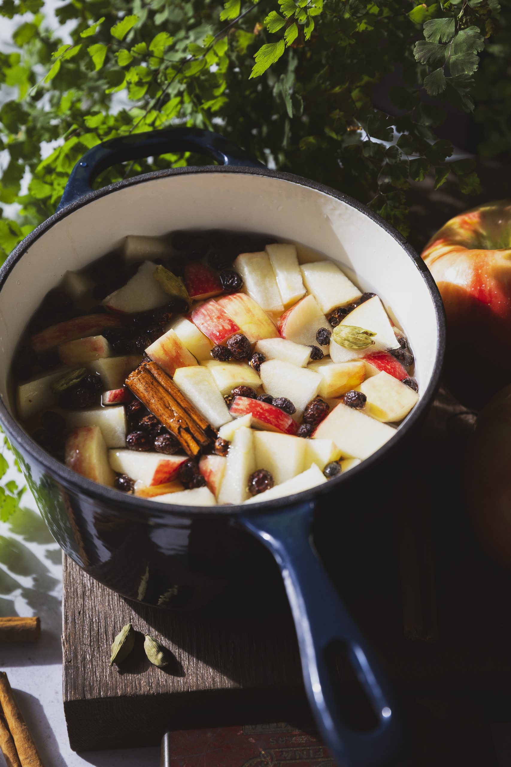 A pot with decoction ingredients in it cooking